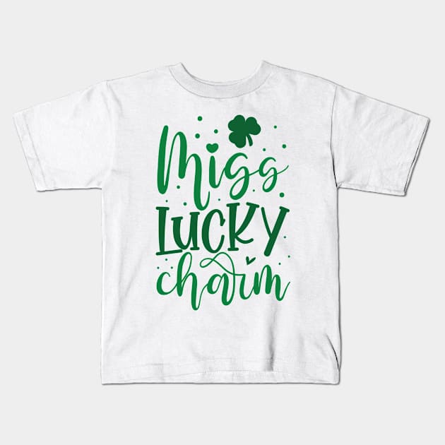 MISS LUCKY CHARM Kids T-Shirt by MZeeDesigns